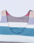 Leslie Stripe Print Slit Maxi Tank Top Dress