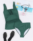 Amiri Ruched U Neck Ribbed Tankini