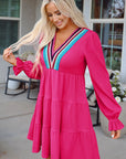 Lyra Crochet V Neck Long Sleeve Mini Dress