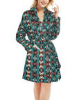 Teal Aztec Women's Western Robe