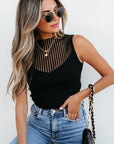 Nadia Ribbed Texture Mesh Sweater Vest