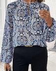 Boho Frilled Tied Neck Blouse