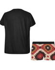 Red Aztec Bull Women's Western Top and Short Pajama Set