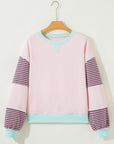 Stripe Colorblock Drop Shoulder Sweatshirt