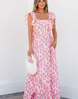 Angelica Floral Ruffled Strap Maxi Dress