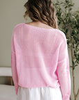 Dulce Big Flower Hollowed Knit Drop Shoulder Sweater