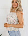 Maia Tied Shoulder Floral Print Babydoll Tank