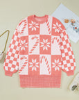 Christmas Candycane Snowflake Checker Sweater
