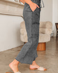 Mineral Wash High Waist Raw Hem Pants