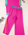 Colorblock Cap Sleeve Tee and Pants Set