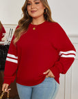 Plus Size Varsity Stripe Crew Neck Sweatshirt