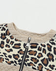 Harlow Leopard Splicing Drop Shoulder Zipped Sweatshirt