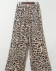 Leopard Wide Leg Drawstring Pants