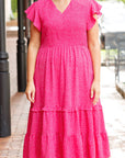 Plus Size Polka Dot V-Neck Midi Dress