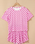 Checkerboard T Shirt and High Waist Skorts Set