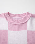 Checker Bishop Sleeve Sweater