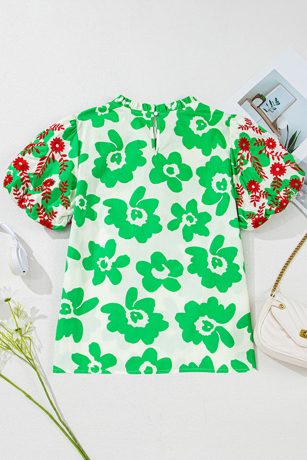 Maisy Embroidered Puff Short Sleeve Floral Blouse