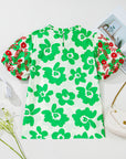Maisy Embroidered Puff Short Sleeve Floral Blouse