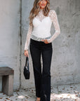 Adalynn Sheer Floral Lace Long Sleeve Top