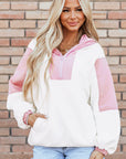 Eliza Patchwork Half Zip Oversized Sherpa Hoodie