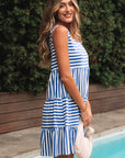 Stripe Sleeveless Tiered Mini Dress