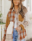 Sutton Plaid Color Block Patchwork Shirt Jacket with Pocket