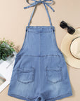 Saige Grommet Tie Straps Casual Denim Romper