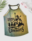 Cowboys Print Women's Western Tank Top