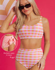 Azaria 3pcs Gingham High Waist Bikini & Sarong