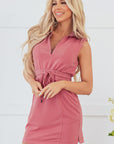 Nayeli Zipped Collar Drawstring Waist Dress