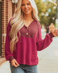 River Waffle Hooded Long Sleeve Top