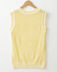 Hollowed Knit Sleeveless Sweater Top
