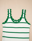 Stripe Scalloped Edge Sweater Tank
