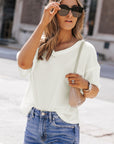 Jennifer Waffle Knit Drop Shoulder Loose Top