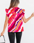 Campbell Abstract Ruffled Blouse