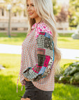 Boho Floral Patchwork Bubble Sleeve Blouse