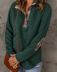 Zara Texture Plaid Trim Sweatshirt