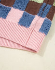 Checker Button Front Cardigan