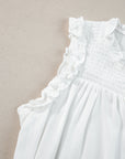 Savan Button Split Neck Ruffled Trim Tank Top
