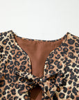 Leopard Quilted Tie Front Jacket