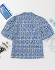 Alayah Floral Striped Ric-rac Puff Sleeve Top