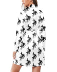 Rodeo Bronc Women's Long Sleeve Belted Satin Feel Dressing Lounge Robe