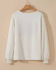Corded Knit Reverse Seam Patchwork Drop Sleeve Top