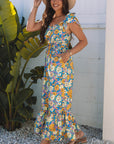 Amayah Allover Shirred Cut Out High Waist Jumpsuit