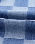 Checker Denim Wide Leg Jeans