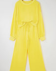 Solid Puff Sleeve Top and Drawstring Pants Set