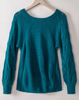 Lia Hollow-out Puffy Sleeve Knit Sweater