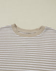 Plus Size Stripe Knit Ribbed Long Sleeve Top