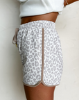 Leopard Contrast Trim Drawstring Shorts