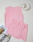 Mineral Wash Tank Top and Lined Split Skirt Set